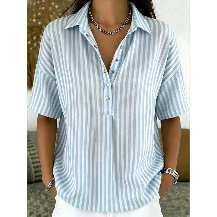 Alicia - Soft-Touch Striped V-Neck Top