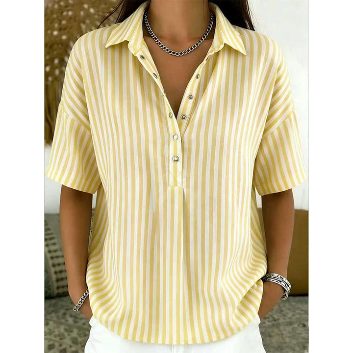 Alicia - Soft-Touch Striped V-Neck Top