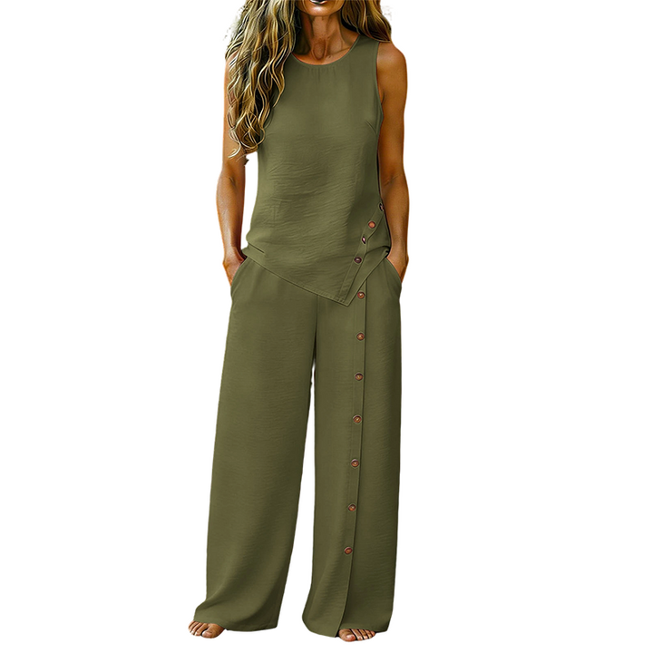 Amanda - Breathable Sleeveless Top & Wide-Leg Trousers Set