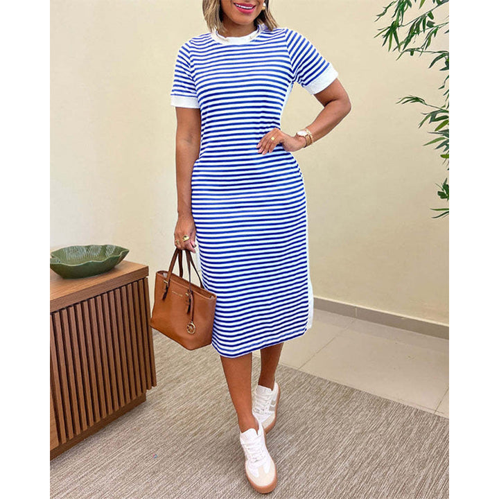 Reeva - Soft-Touch Striped Midi Dress