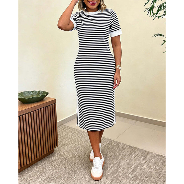 Reeva - Soft-Touch Striped Midi Dress