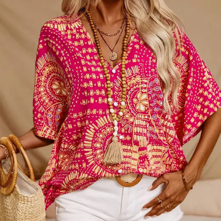 Noellise - Artistic Batwing Sleeve Blouse