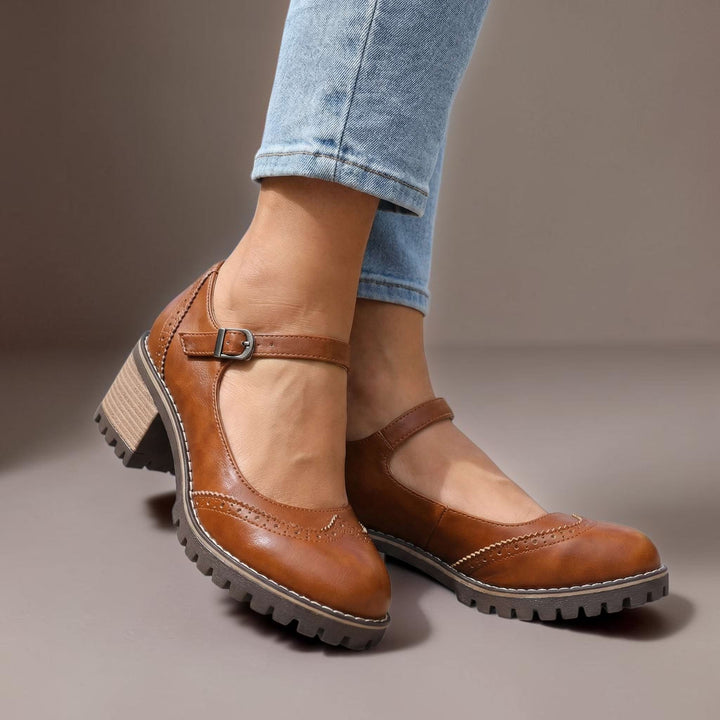 Ilyra - Buckle Strap Block Heel Shoes
