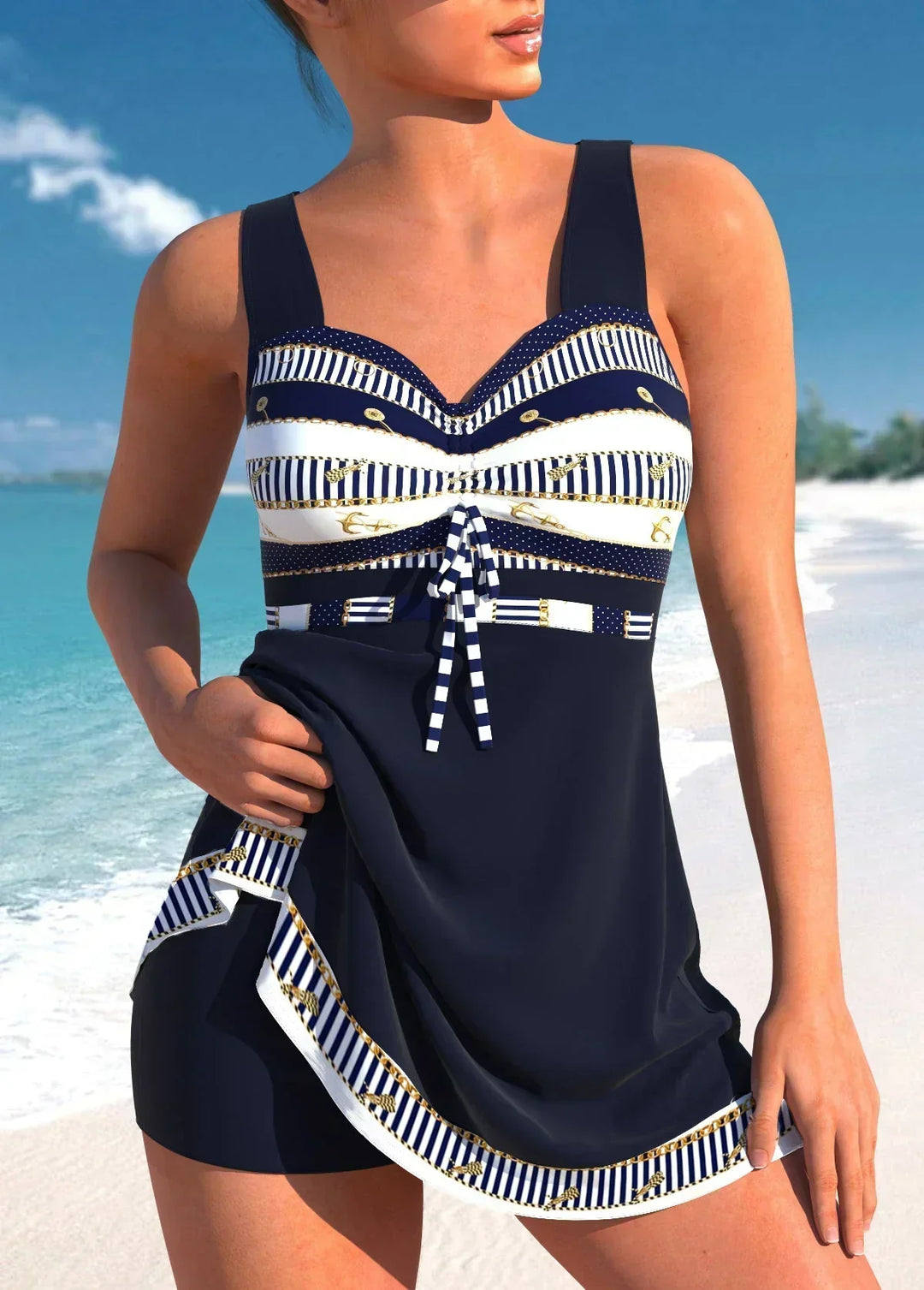 Blossom - Ocean Print Swim Dress and Shorts Set